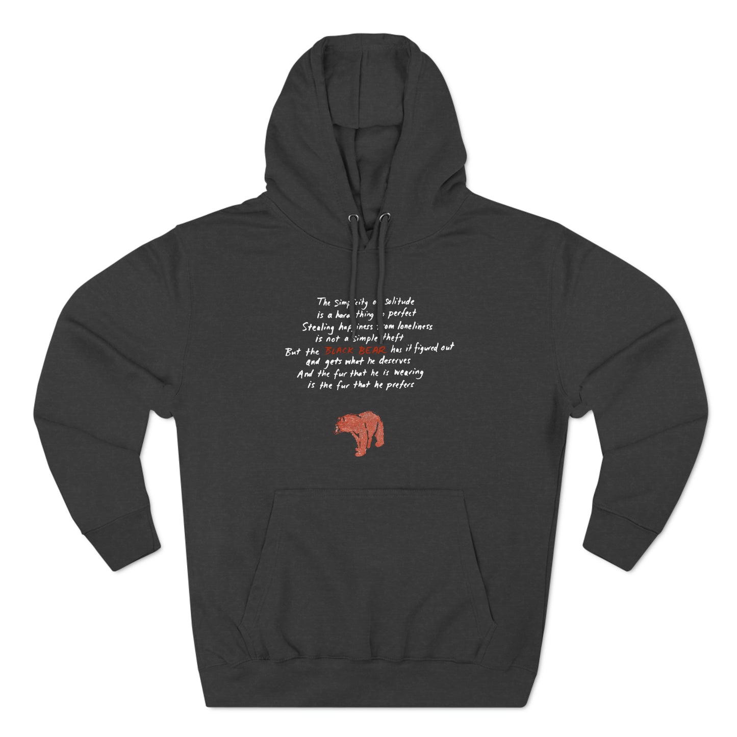 The Black Bear Fleece Hoodie (unisex) - the fur that he is wearing is the fur that he prefers